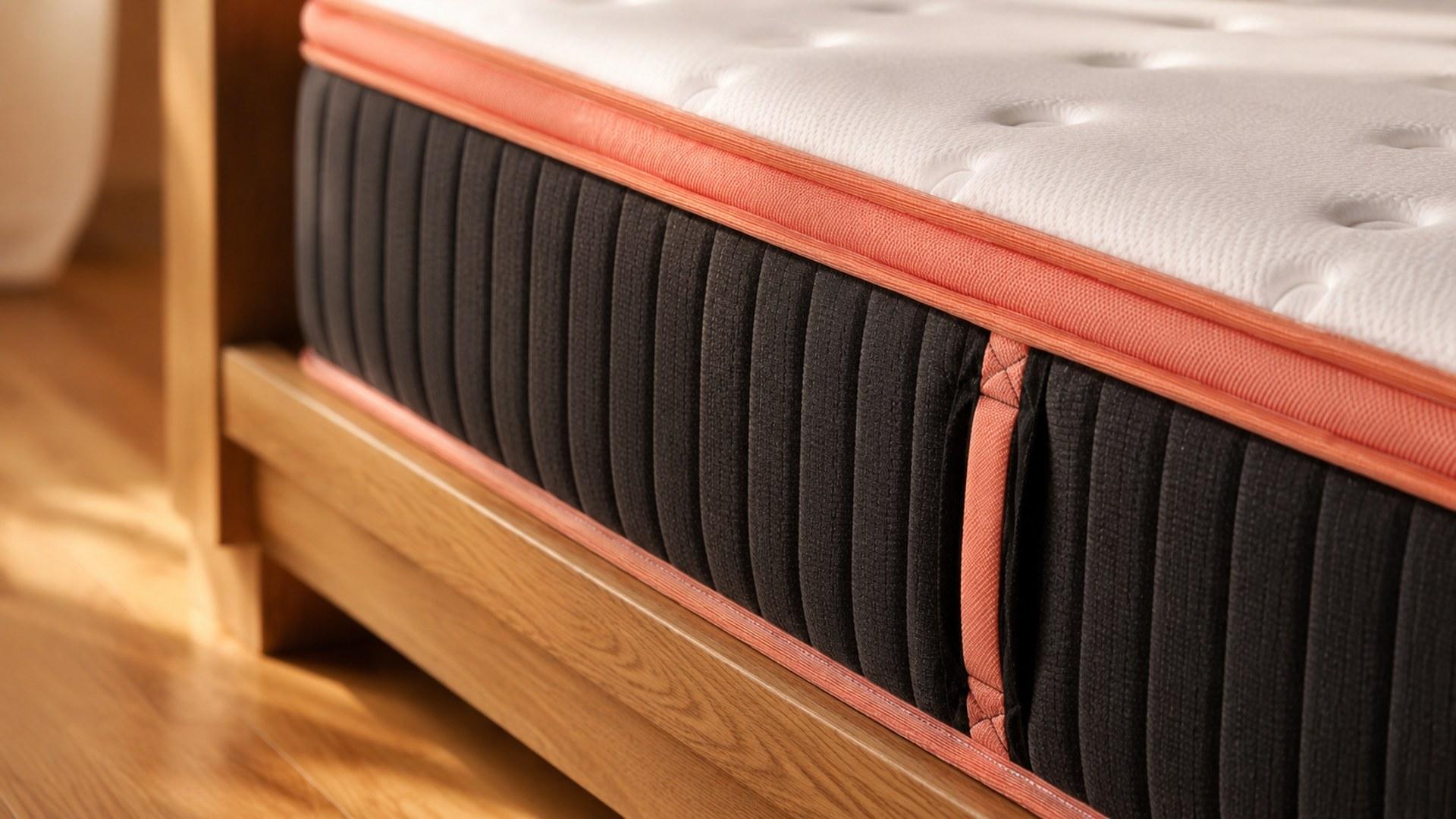 Federkernmatratze im Schlafzimmer, Detailaufnahme