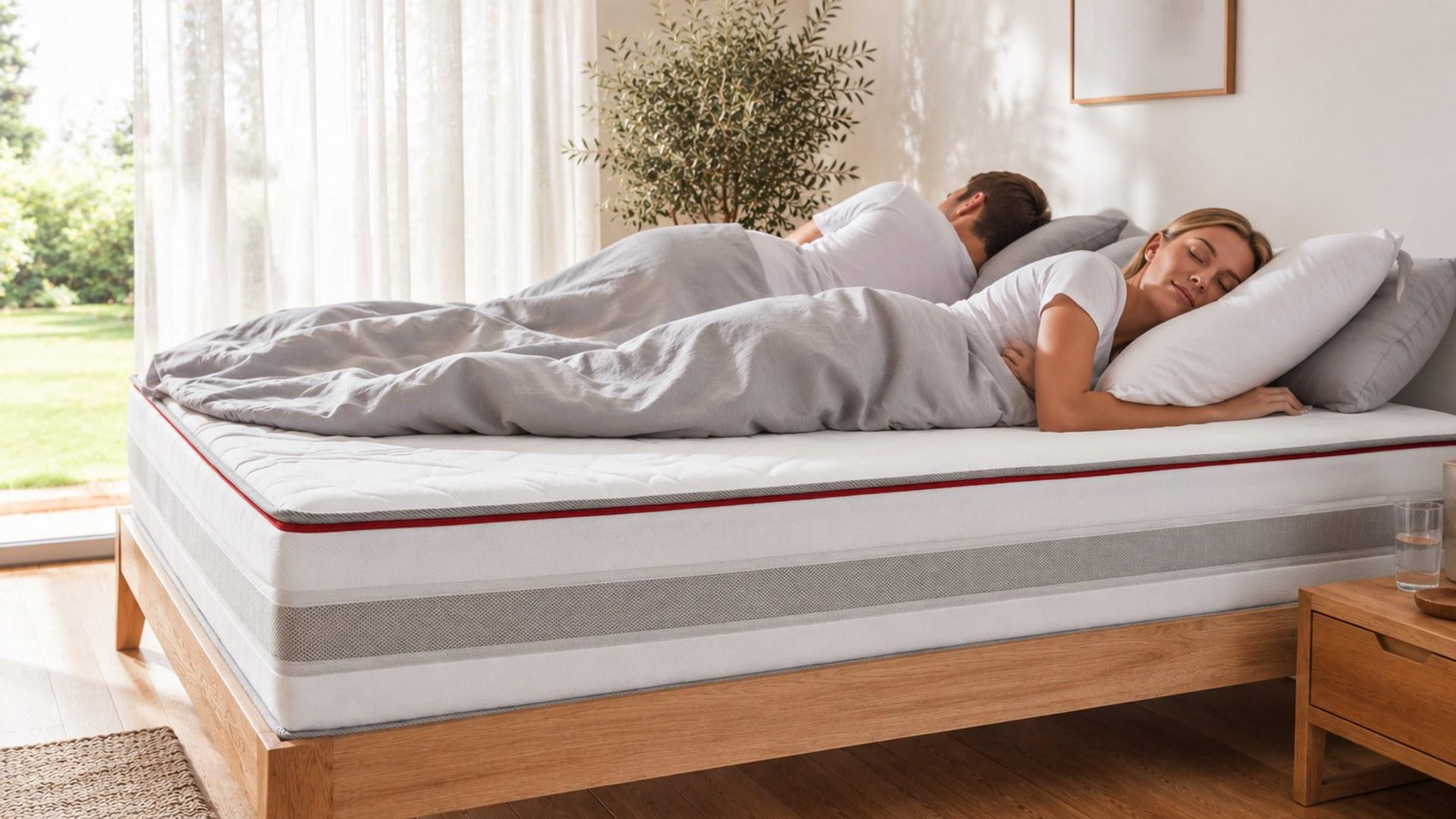 Kaltschaummatratze im Schlafzimmer, Detailaufnahme